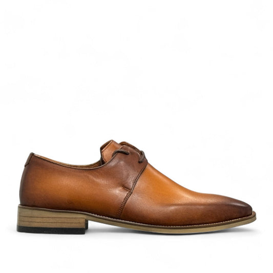 Liyam brown leather lace-up dress shoes with a polished finish and durable rubber outsole
