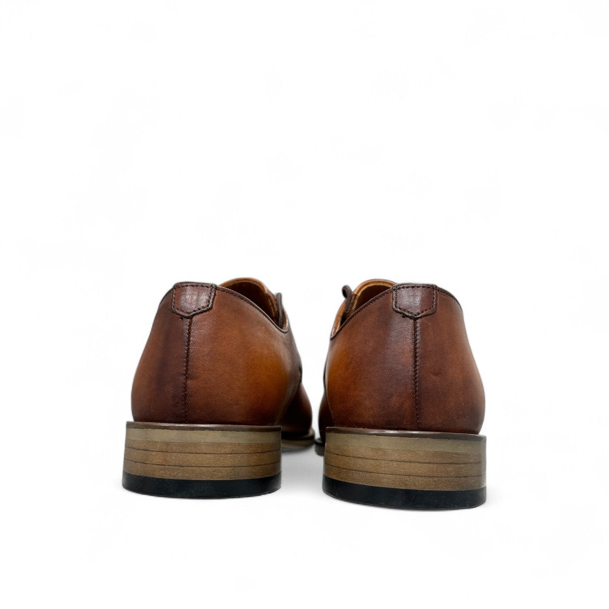 Liyam brown leather lace-up dress shoes with a polished finish and durable rubber outsole