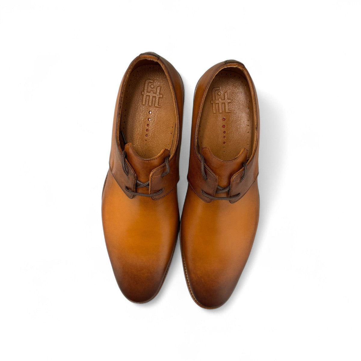 Liyam brown leather lace-up dress shoes with a polished finish and durable rubber outsole