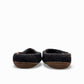Makalu black wool slippers with brown suede soles, handcrafted in Nepal for cozy everyday comfort.