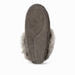 Manitobah Tipi charcoal suede moccasin with rabbit fur trim and fleece lining, side view