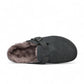 Mephisto Halexia deep blue mule showing the brown textured rubber outsole with branding