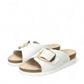 Mephisto Hariana white sandanyl leather slide sandal showing the textured rubber outsole with branding