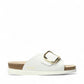 Mephisto Hariana white sandanyl leather slide sandal showing the textured rubber outsole with branding