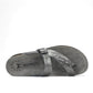 Mephisto Helen grey full-grain leather thong sandal with adjustable buckle and cork midsole