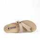 Mephisto Helen light sand leather toe-post sandal with adjustable buckle and cork midsole