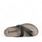 Mephisto Helena Perf black sandal showing the textured shock-absorbing EVA outsole with brand branding
