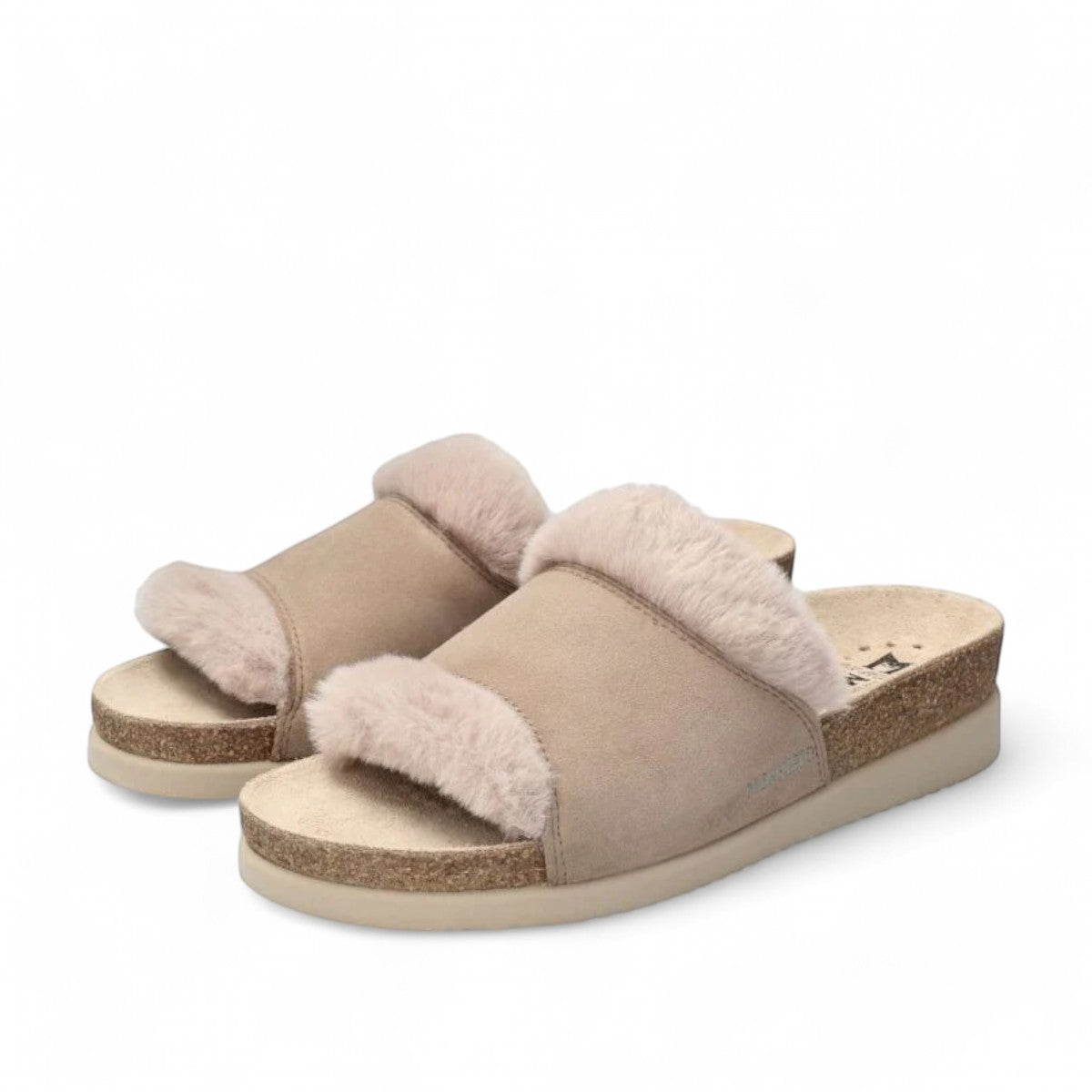 Mephisto Hemeline light taupe sandal showing the textured rubber outsole with reflex zone branding