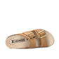 Mephisto Hester camel leather sandal showing the textured brown rubber outsole with branding