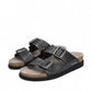 Mephisto Hester Perf black mule sandal showing the textured rubber outsole with reflex zone patterns