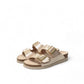 Mephisto Hester light sand leather sandal showing the textured rubber outsole with branding