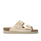 Mephisto Hester light sand leather sandal showing the textured rubber outsole with branding