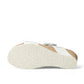Mephisto Lissia white leather cork wedge sandal showing the textured rubber sole pattern