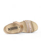 Mephisto Lucia platinum leather wedge sandal showing the textured cork sole and tread pattern