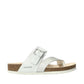 Mephisto Madalyn silver leather thong sandal showing the textured rubber outsole pattern