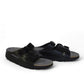 Mephisto Zach Fit black leather sandal showing the textured rubber outsole for grip