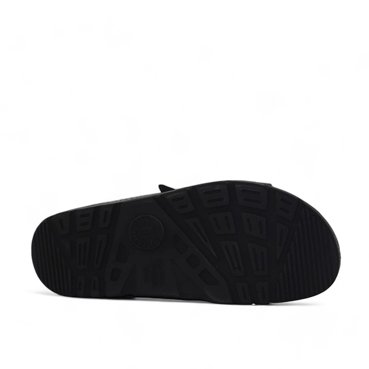 Mephisto Zach Fit black leather sandal showing the textured rubber outsole for grip