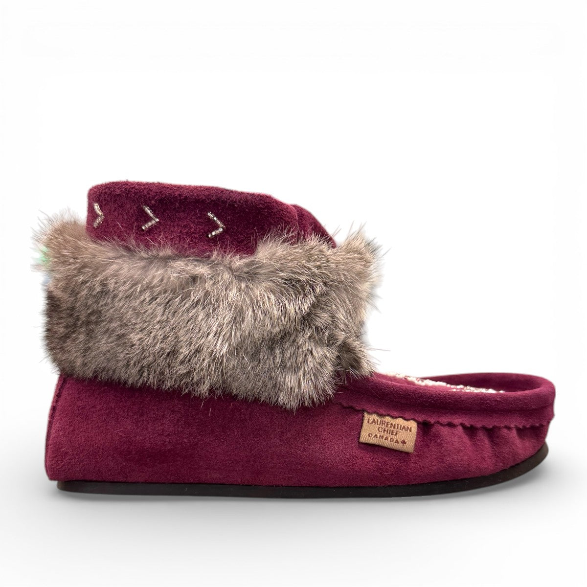LAURENTIAN CHIEF NUKA, 6"", LINED, BEADED, CREPEX BLACK SOLE_BORDEAU SUEDE