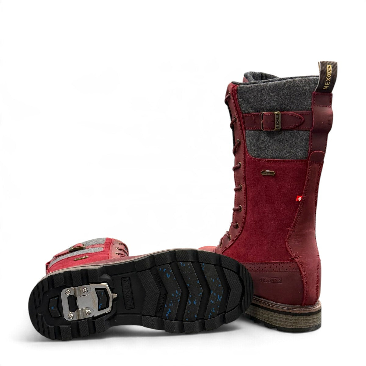 burgundy NEXGRIP Ice Jenna 6.0 waterproof winter boot with retractable cleat and wool-blend collar