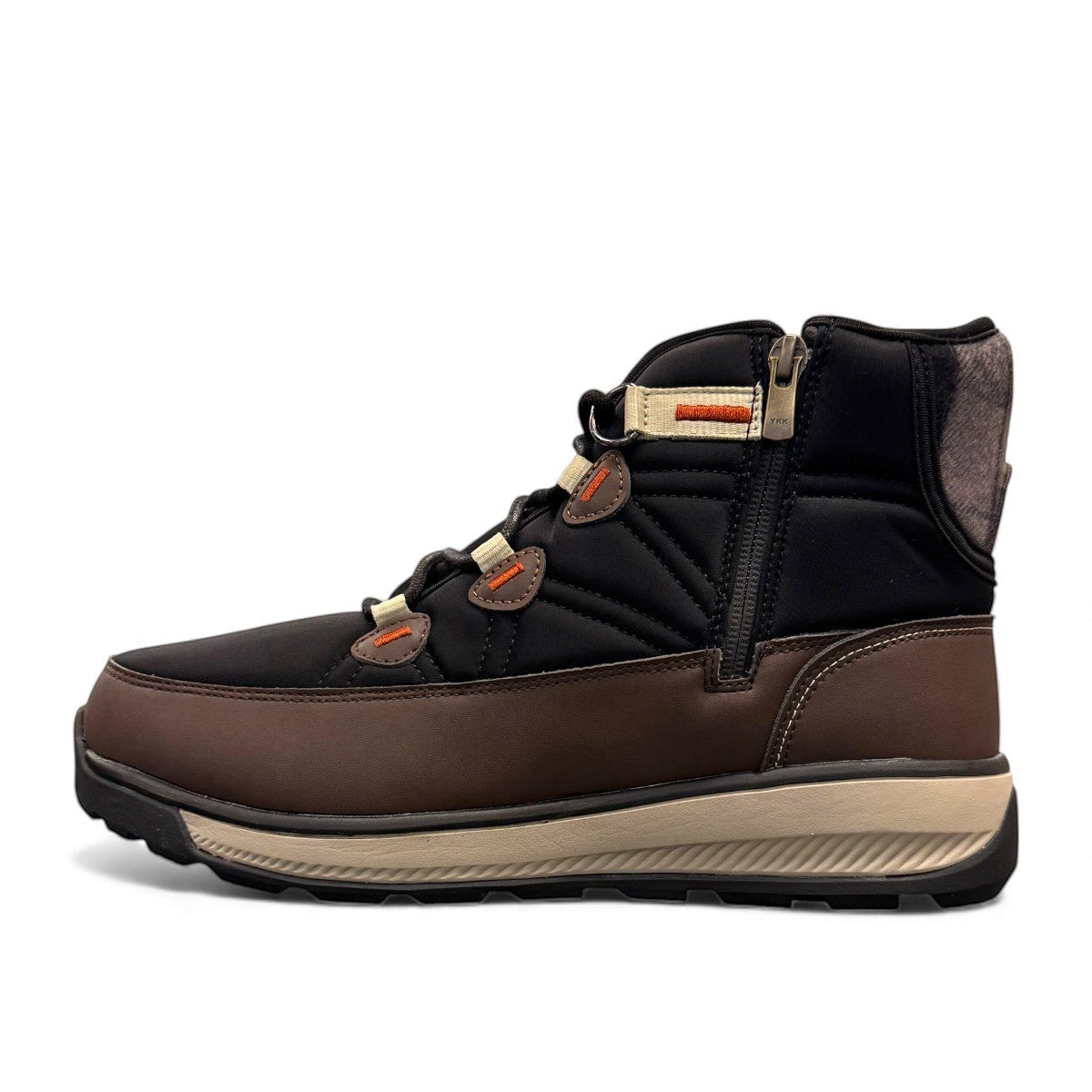 NexGrip Wonder Mid 2E charcoal waterproof winter boot with retractable ice cleats and wool lining.
photo of the left side