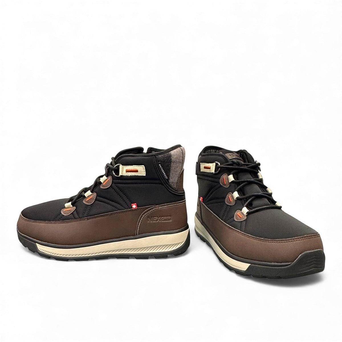 NexGrip Wonder Mid 2E charcoal waterproof winter boot with retractable ice cleats and wool lining.
photo of the front side