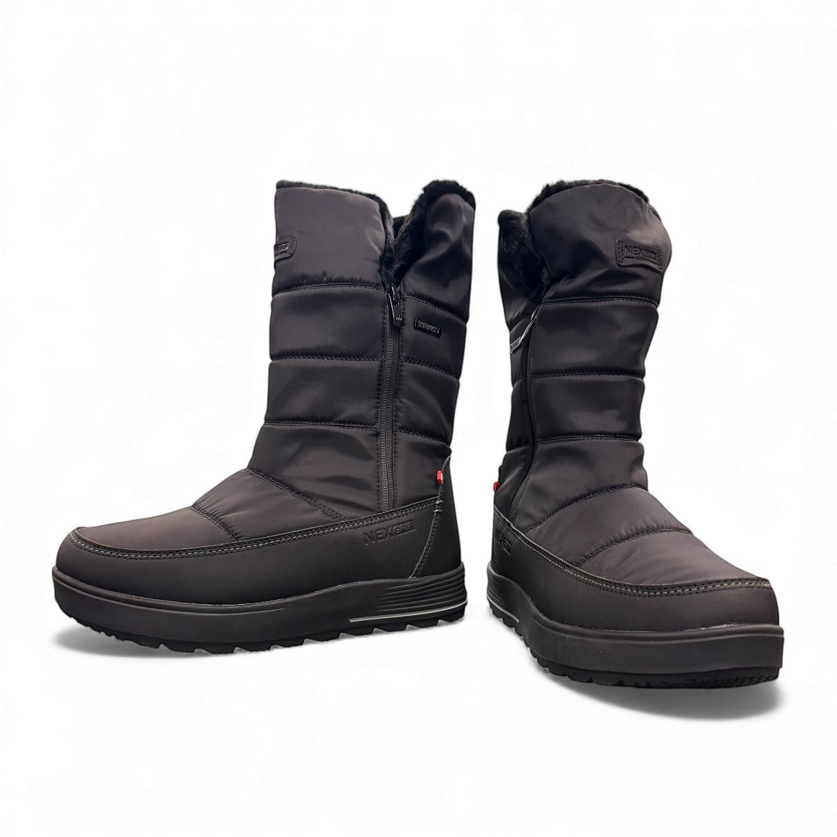 NEXGRIP Ice Cylia black waterproof winter boot with side zipper, faux fur lining, and non-slip outsole.
photo of the front side