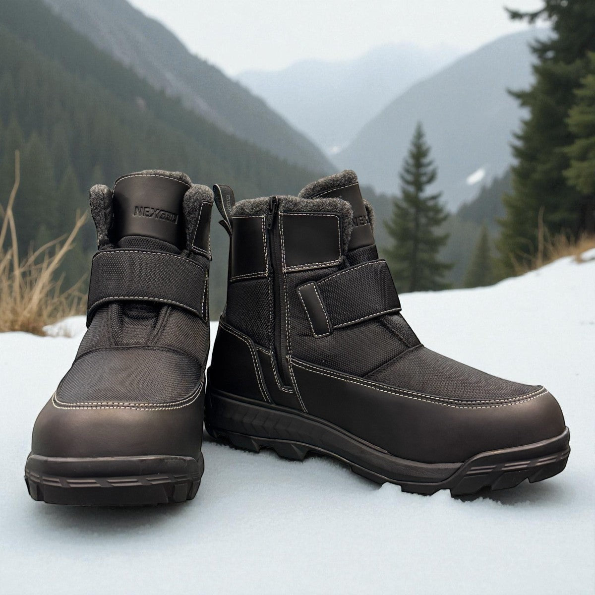 NEXGRIP ICE JACOB 4E black waterproof winter boot with retractable cleat and Thinsulate insulation.
photo of the front side