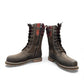 NEXGRIP ICE JENNA 5.0 chocolate brown waterproof winter boot with plaid cuff, lace-up front, and buckle.
photo of the front side