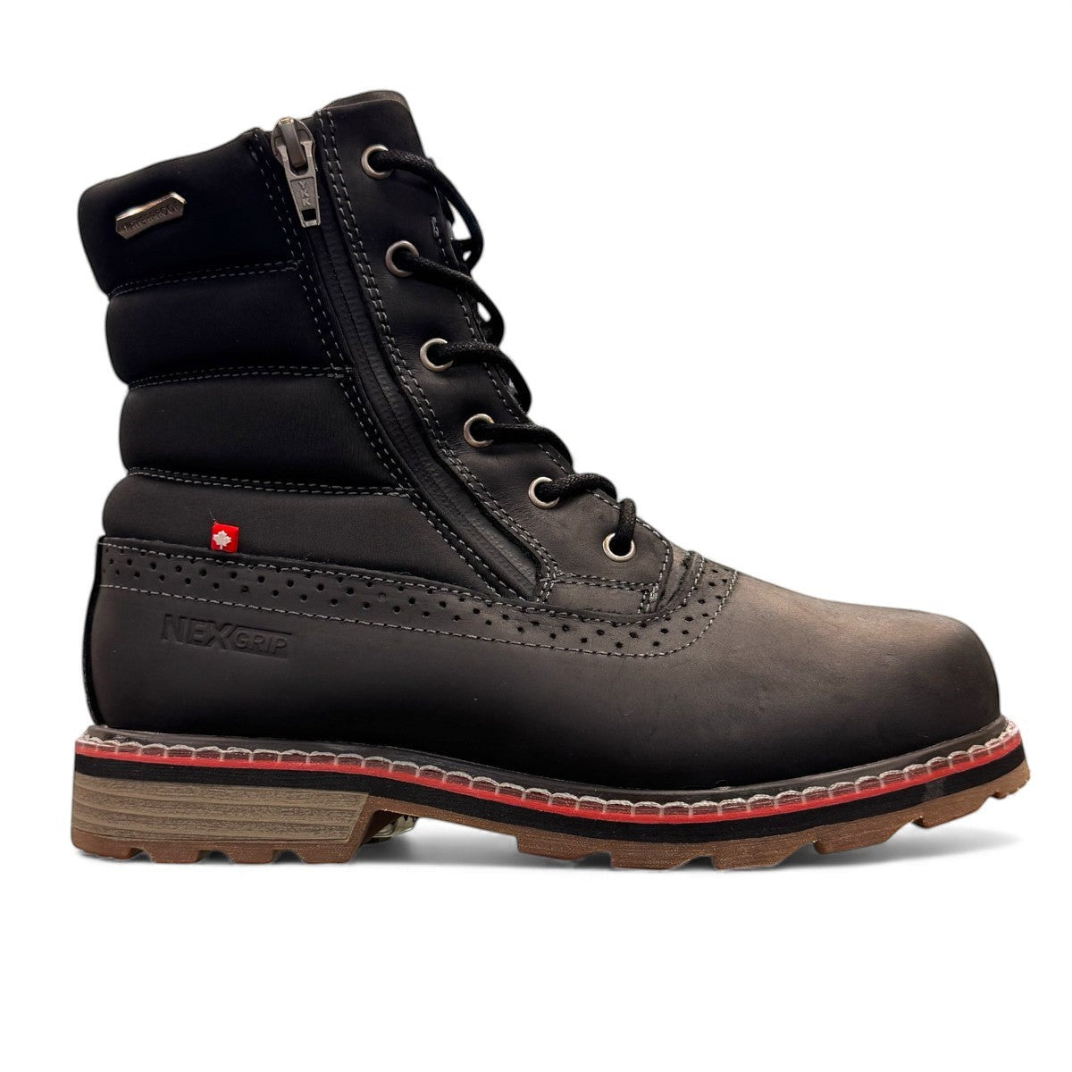 NexGrip Ice Kim 6.0 matte black waterproof winter boot with side zipper and retractable ice cleat.
photo of the right side
