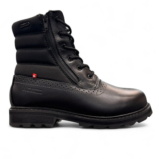 NEXGRIP ICE KIM 6.0 black leather winter boot with side zipper, quilted collar, and rugged rubber sole.
photo of the right side