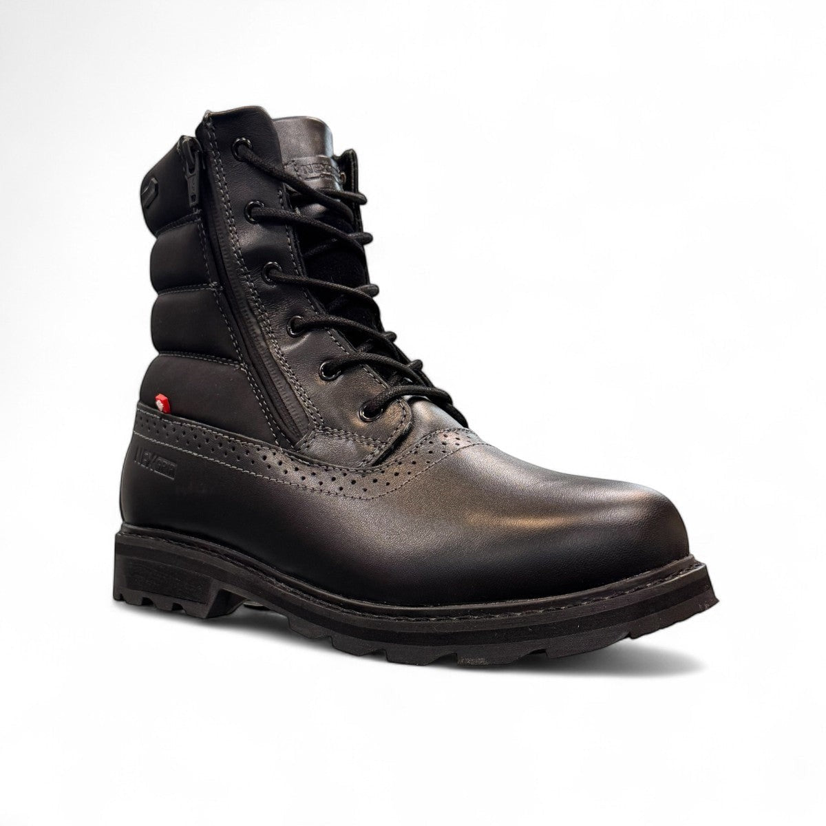 NEXGRIP ICE KIM 6.0 black leather winter boot with side zipper, quilted collar, and rugged rubber sole.
photo of the front side
