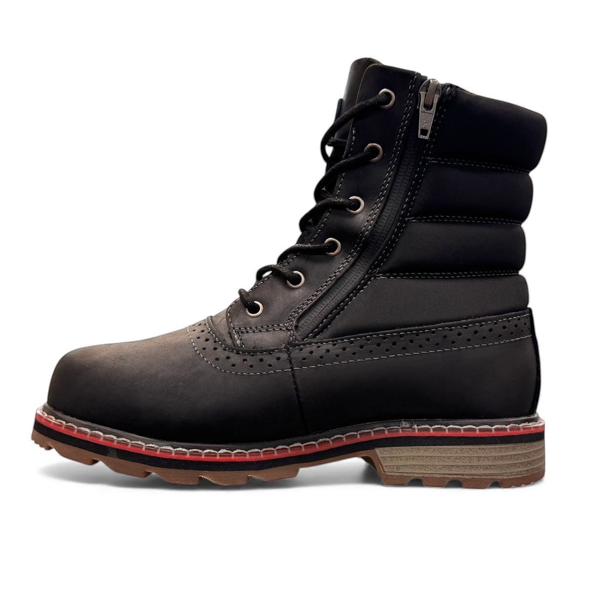 NexGrip Ice Kim 6.0 matte black waterproof winter boot with side zipper and retractable ice cleat.
photo of the left side