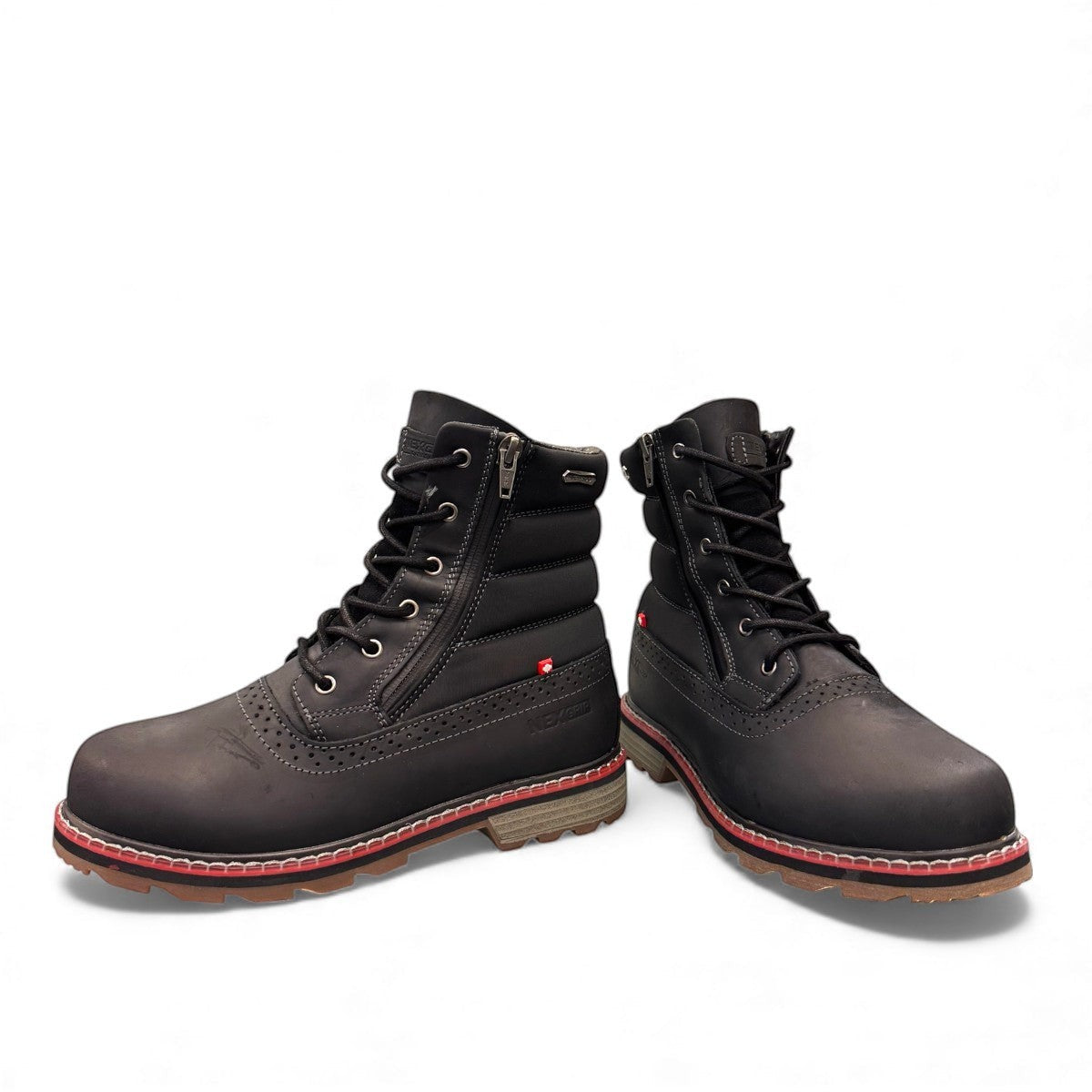 NexGrip Ice Kim 6.0 matte black waterproof winter boot with side zipper and retractable ice cleat.
photo of the front side
