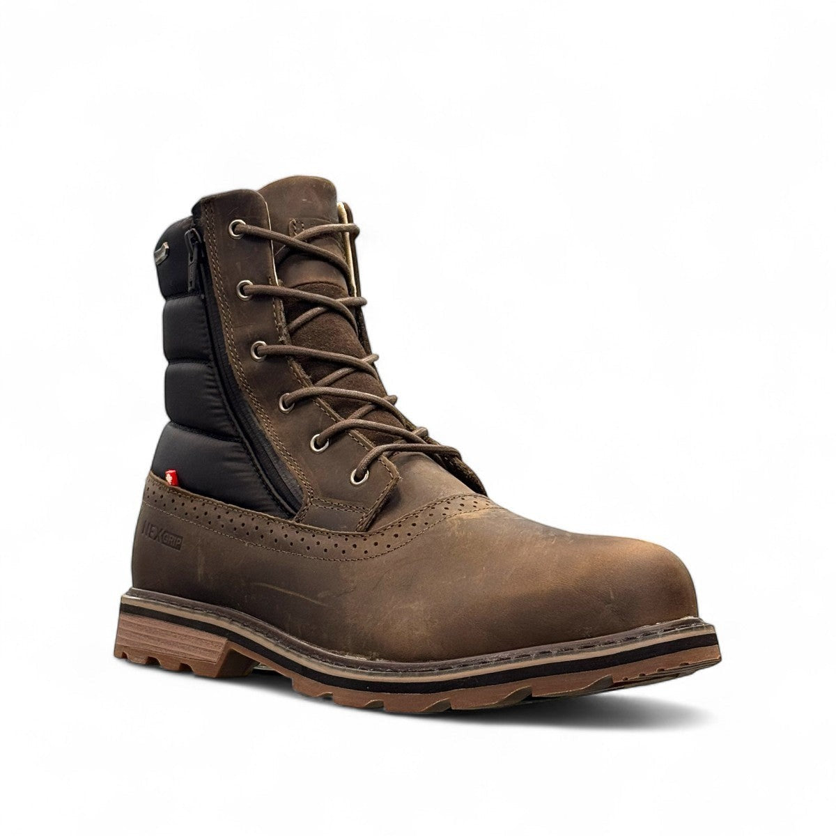 NexGrip Ice Kim 6.0 oatmeal leather winter boots with side zipper and rugged ice grip sole.
photo of the feont side
