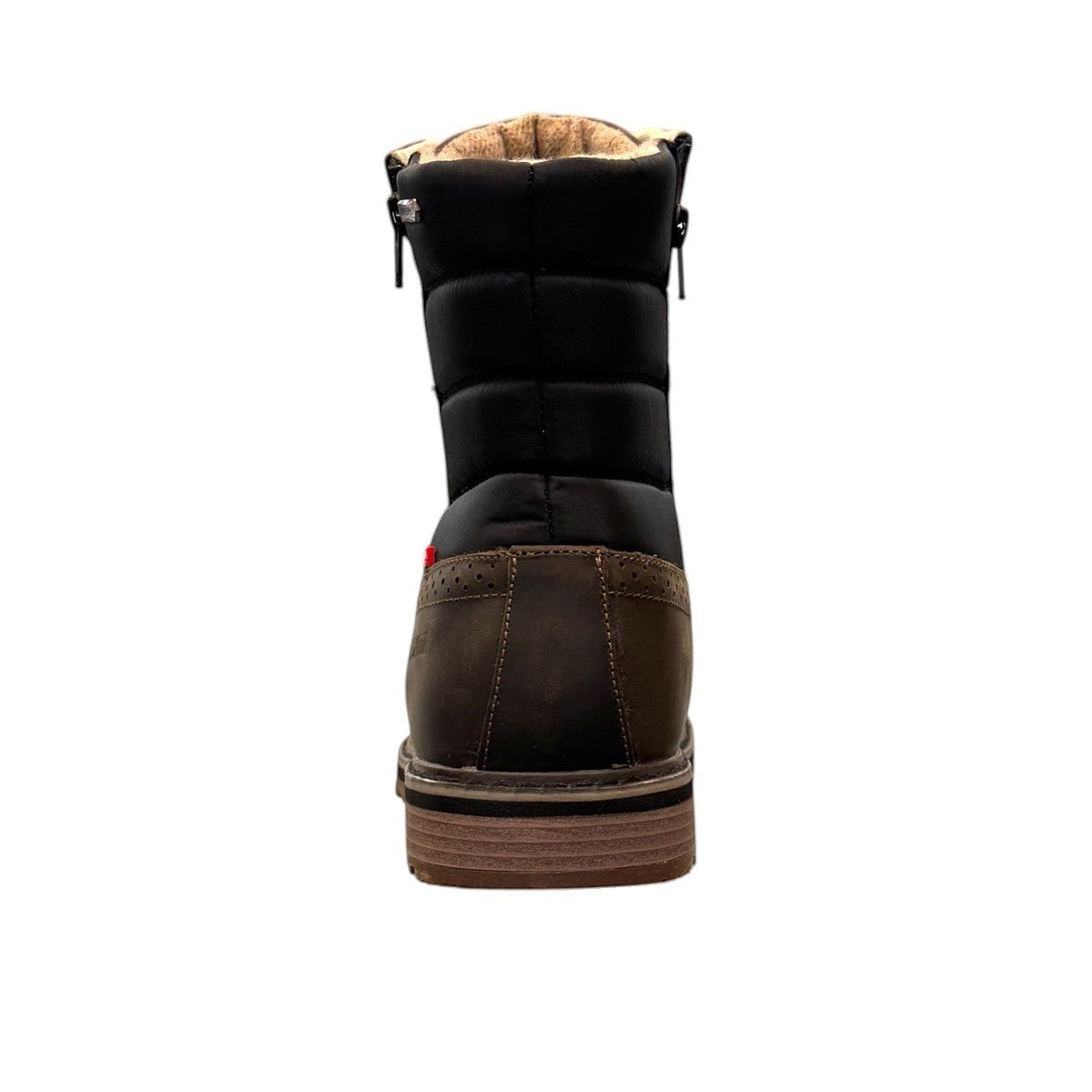 NexGrip Ice Kim 6.0 oatmeal leather winter boots with side zipper and rugged ice grip sole.
photo of the back side