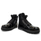 NEXGRIP Ice Marvel 2.0 black glossy leather winter boots with side zipper and faux fur trim.
photo of the front side