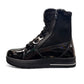 NEXGRIP Ice Marvel 2.0 black glossy leather winter boots with side zipper and faux fur trim.
photo of the left side