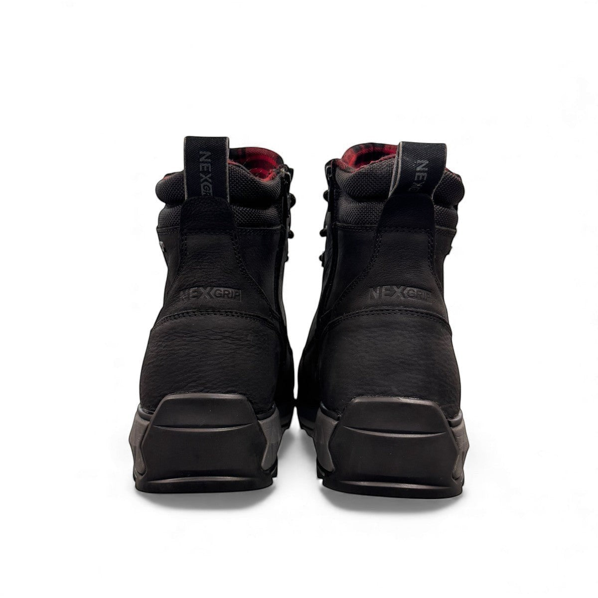 NexGrip Wonder Mid 2E charcoal waterproof winter boot with retractable ice cleats and wool lining.
photo of the back side