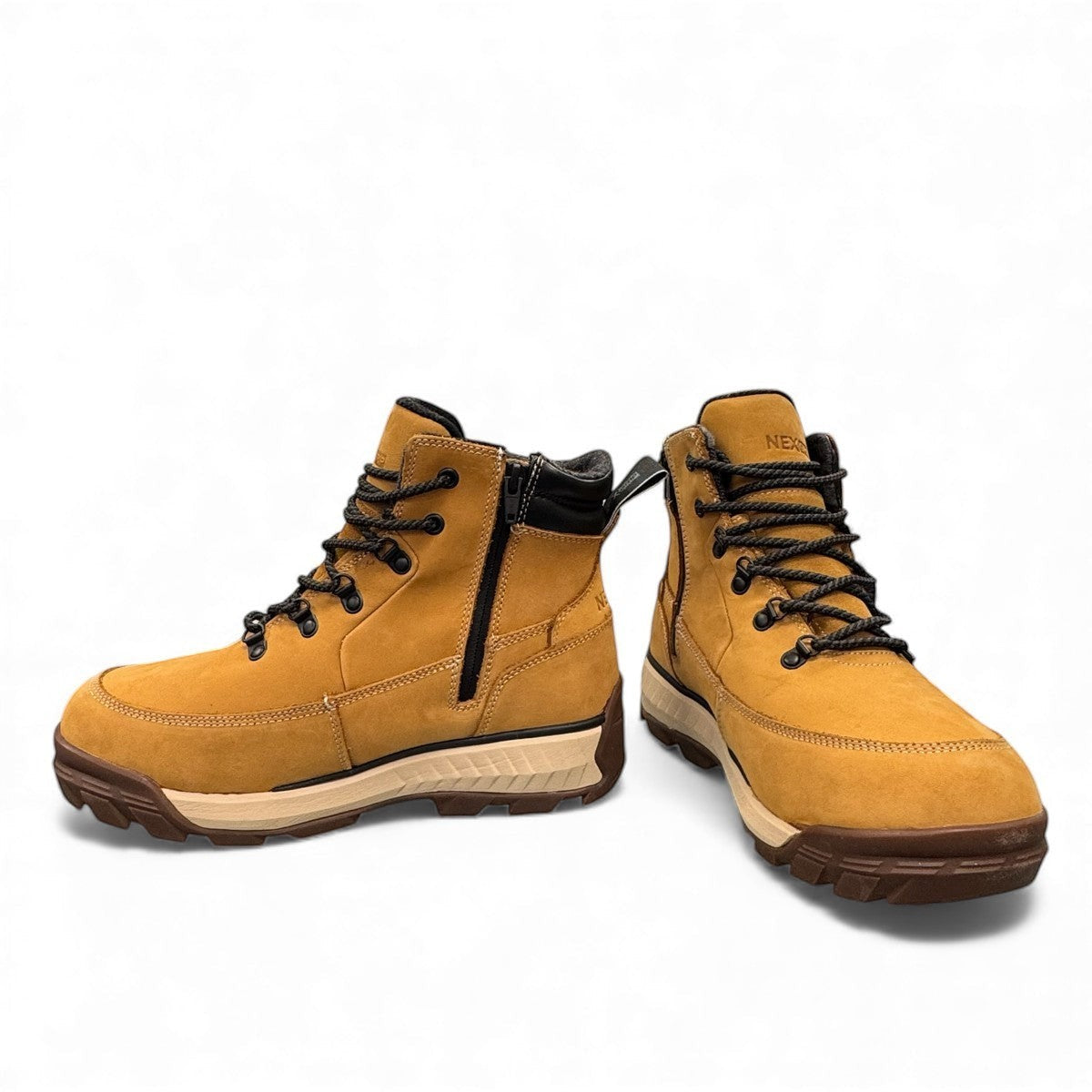 Nexgrip Ice Stone wheat waterproof leather winter boot with retractable cleats and black lace-up detail.
photo of the front side