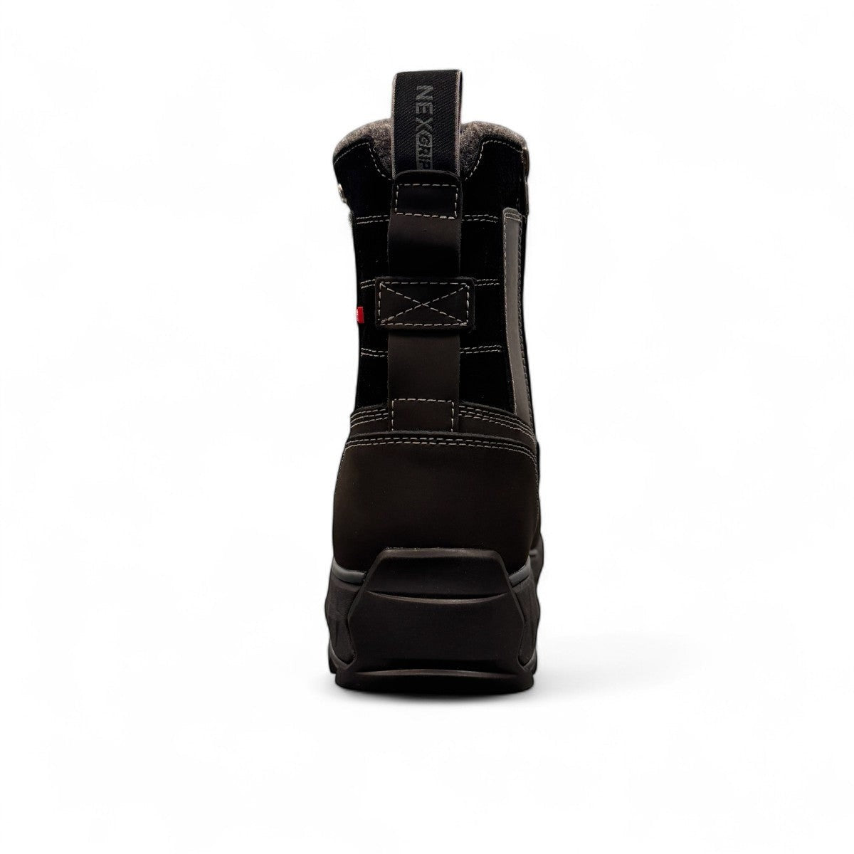 NEXGRIP Ice Victor black waterproof winter boots with retractable cleats and insulated leather design.
photo of the back side