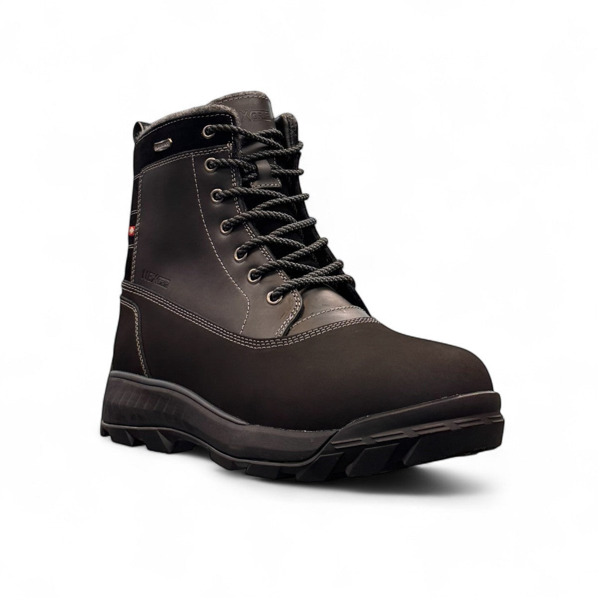 NEXGRIP Ice Victor black waterproof winter boots with retractable cleats and insulated leather design.
photo of the front side