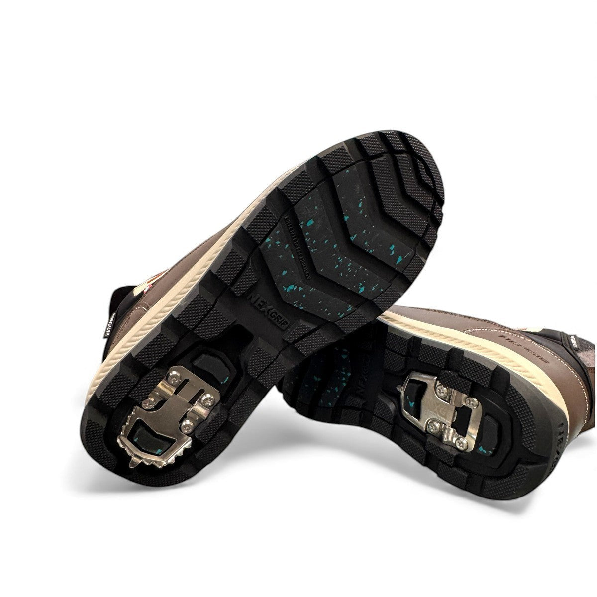 NexGrip Wonder Mid 2E charcoal waterproof winter boot with retractable ice cleats and wool lining.
photo of the bottom side