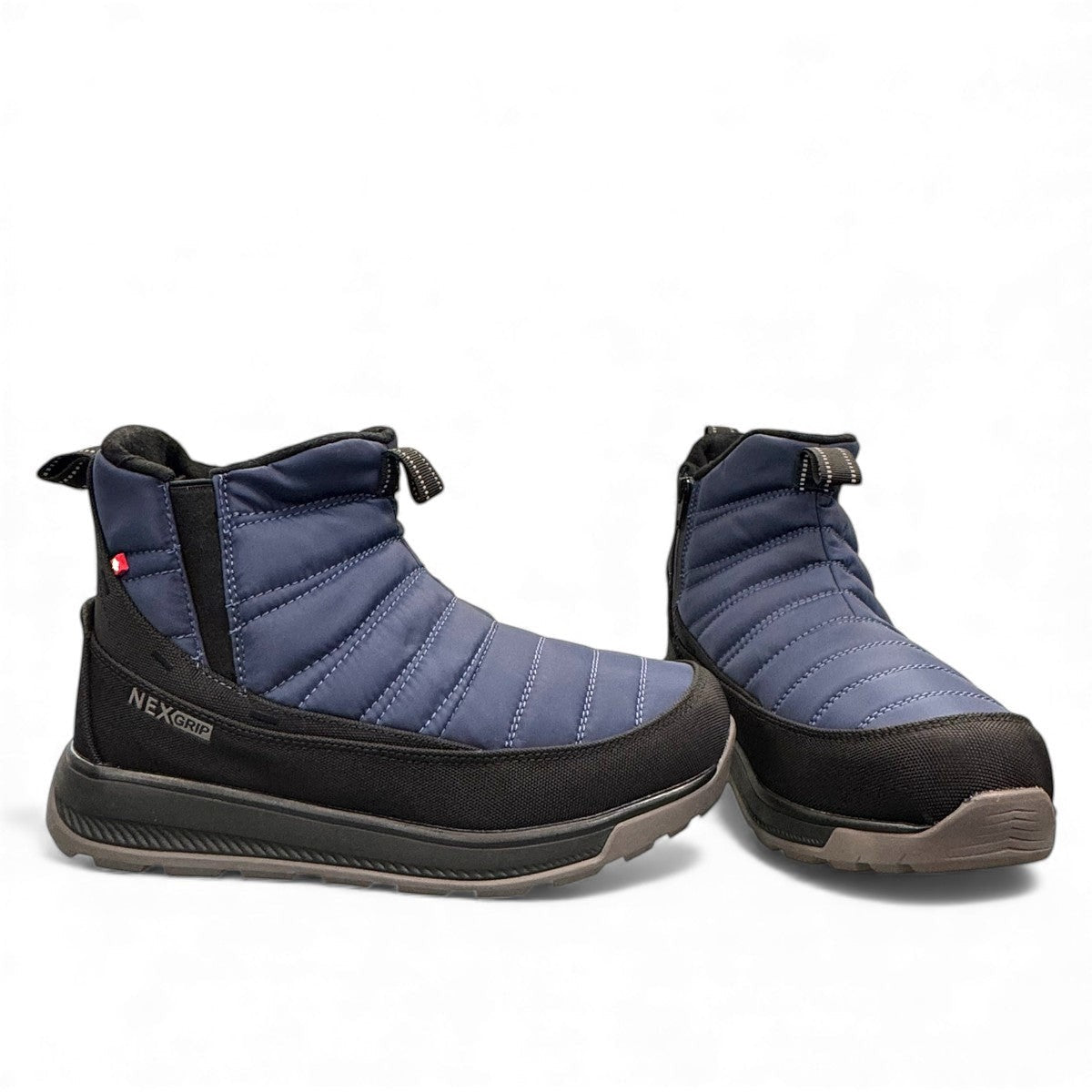 navy NexGrip Ice Maeva winter boot with waterproof quilted upper and retractable anti-slip cleat sole.
photo of the front side
