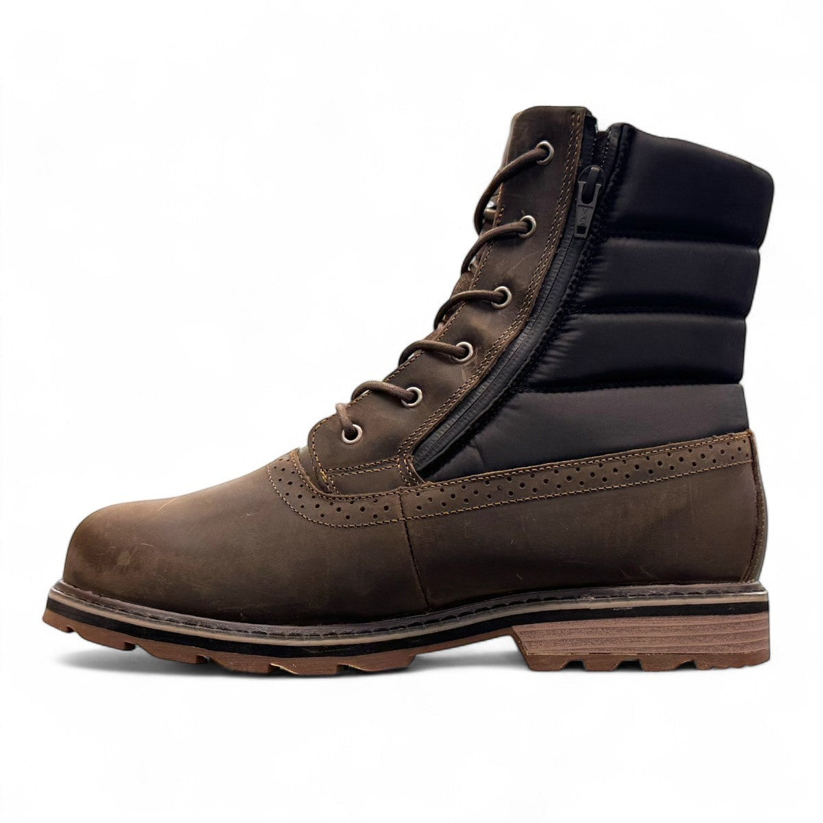 NexGrip Ice Kim 6.0 oatmeal leather winter boots with side zipper and rugged ice grip sole.
photo of the left side