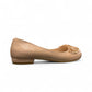 Nikpa cream synthetic ballet flat with handmade floral embellishment on the toe