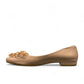 Nikpa cream synthetic ballet flat with handmade floral embellishment on the toe
