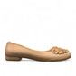 Nikpa cream synthetic ballet flat with handmade floral embellishment on the toe