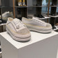 Nikpa Heart white platform sneakers with rhinestone heart detail and pearl trim