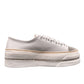Nikpa Heart white platform sneakers with rhinestone heart detail and pearl trim