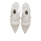 NIKPA LARA white bridal slingback heels with pearl embellishments and a unique sculptural heel
